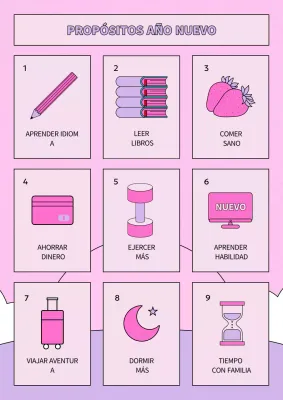 planificador de propósitos de año nuevo rosa de moda