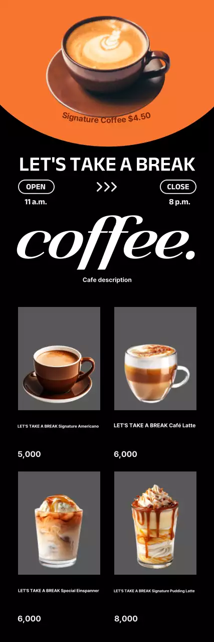 Anúncio de café moderno laranja