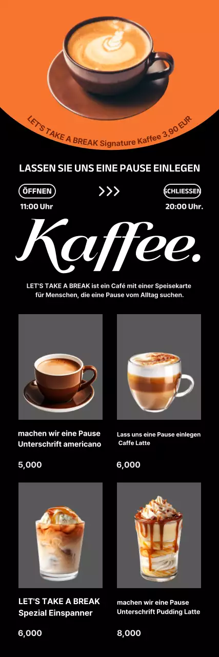 Orange moderne Kaffeewerbung