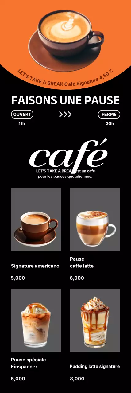 Publicité pour le café moderne orange
