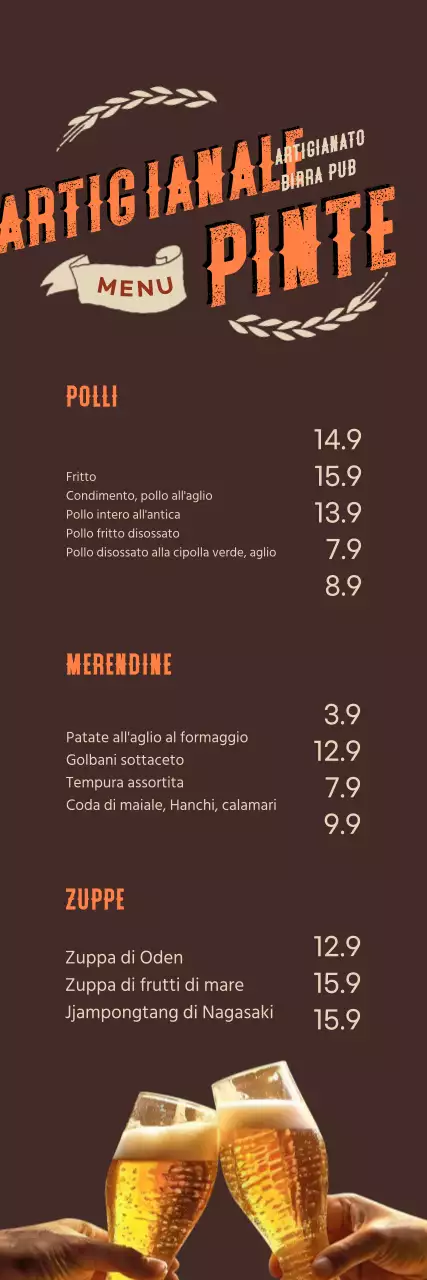 Pubblicità della birra artigianale marrone vintage