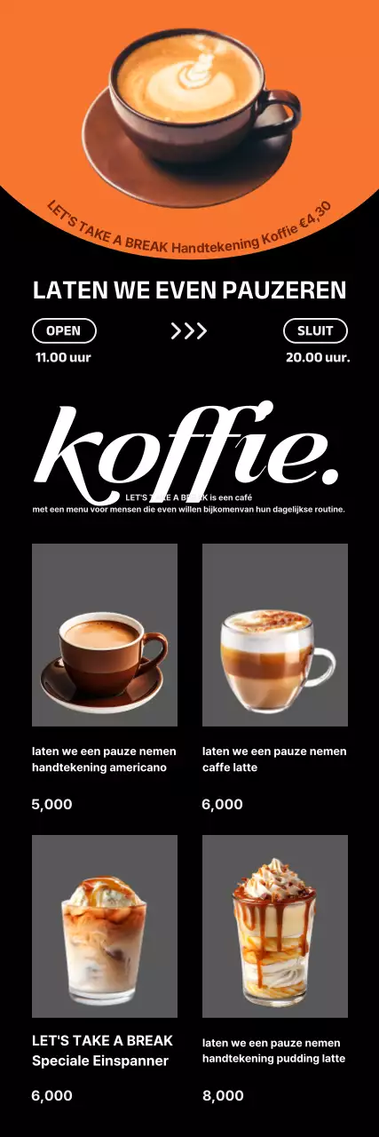 Oranje moderne koffie advertentie