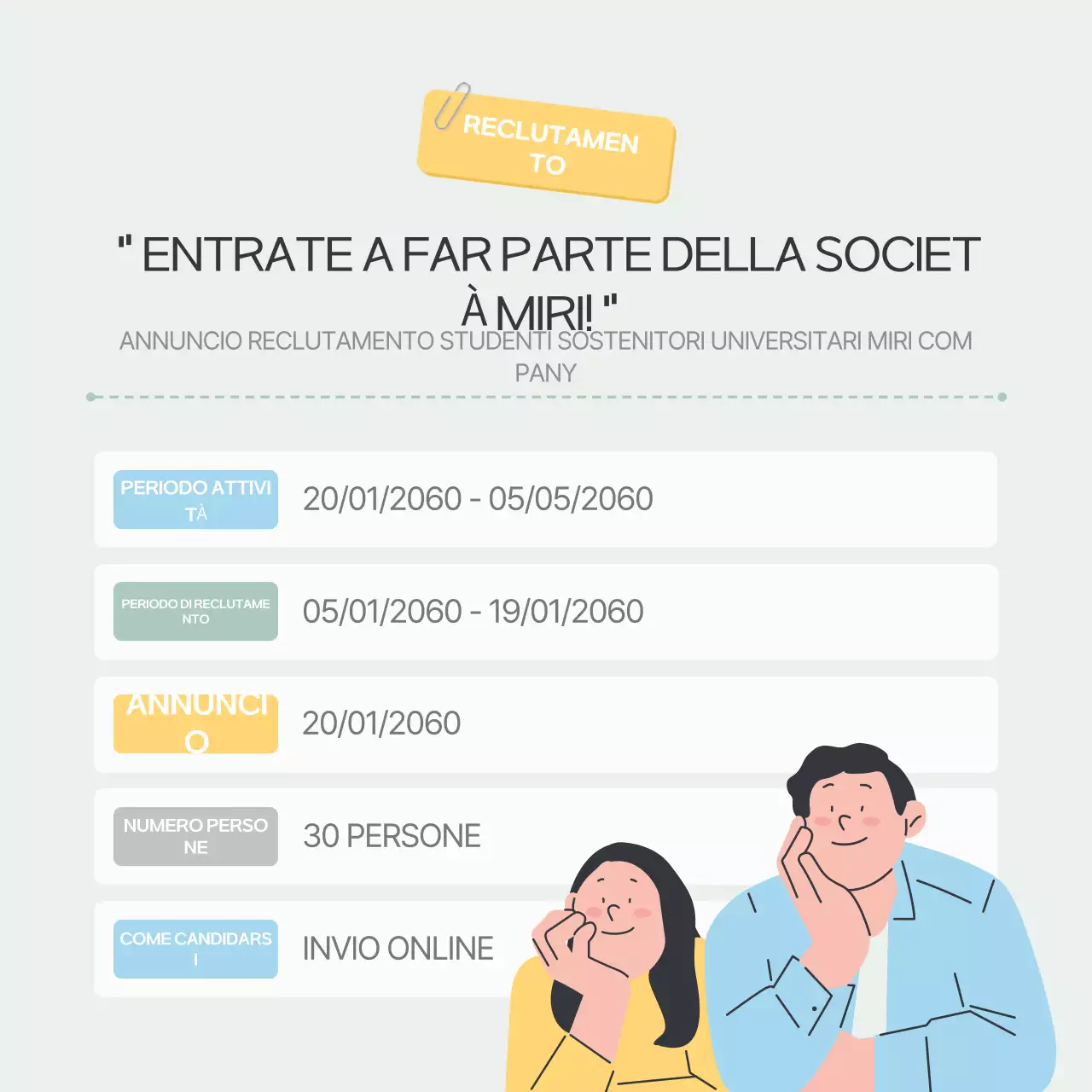 Promuovere il reclutamento dei sostenitori di Mint Neat