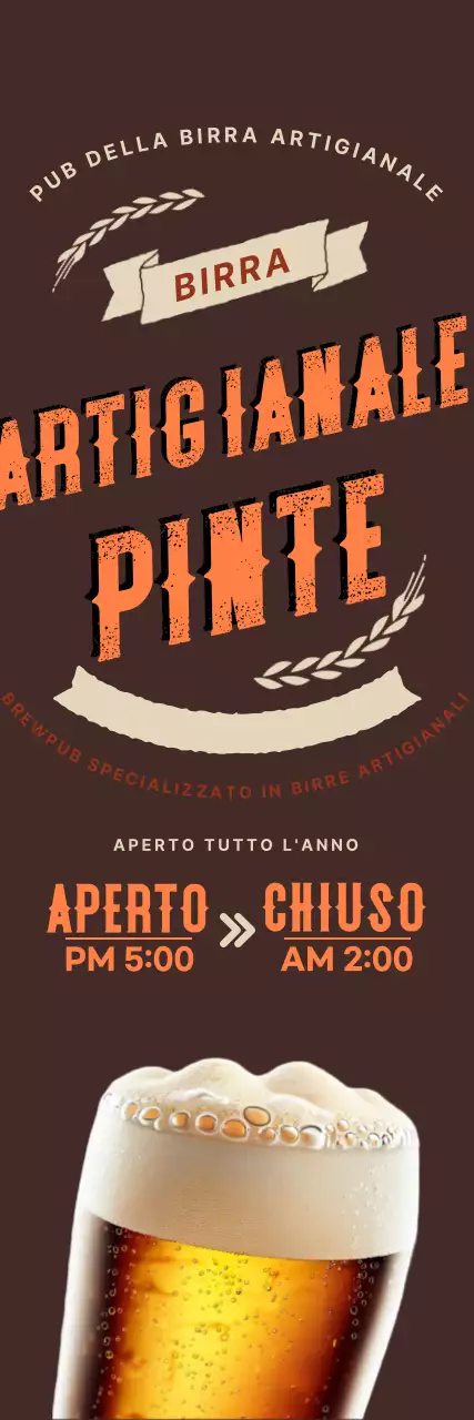 Pubblicità della birra artigianale marrone vintage