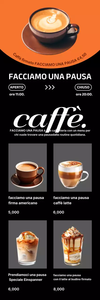 Pubblicità del caffè moderno arancione