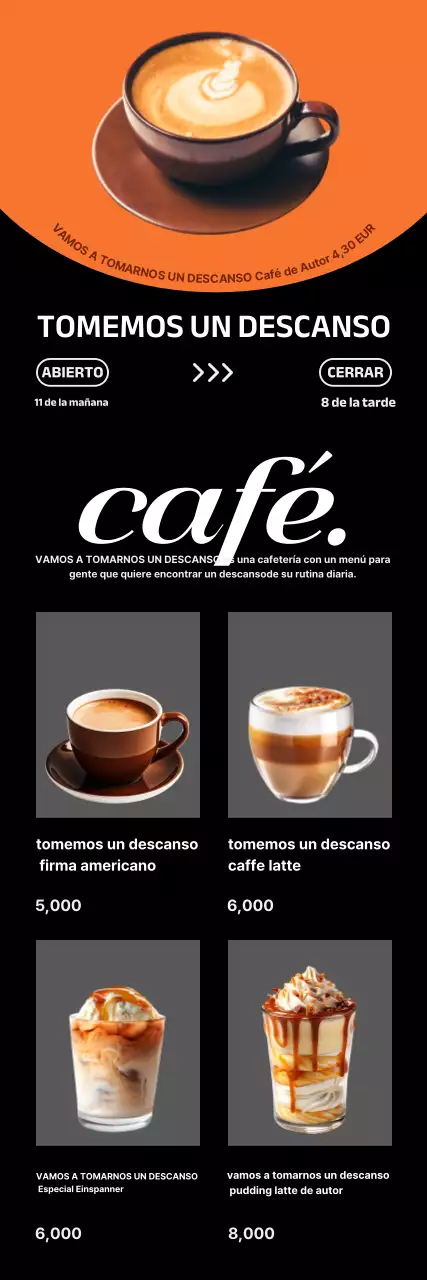 Anuncio de café moderno naranja