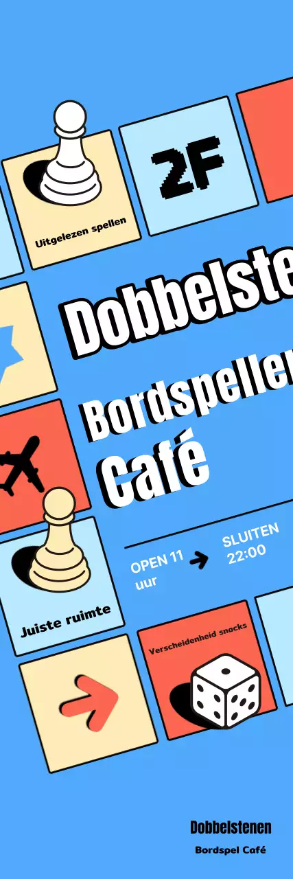 Lichtblauw retro bordspel café reclame