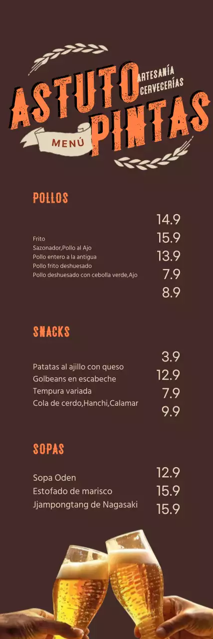 Anuncio vintage de cerveza artesana marrón