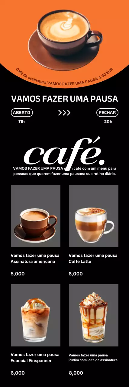 Anúncio de café moderno laranja