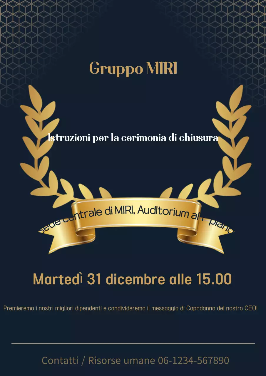 Promuovere un annuncio di chiusura di classe in nero e oro