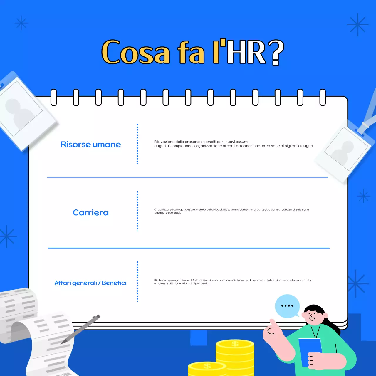 Informazioni semplici, blu e gialle sulle risorse umane