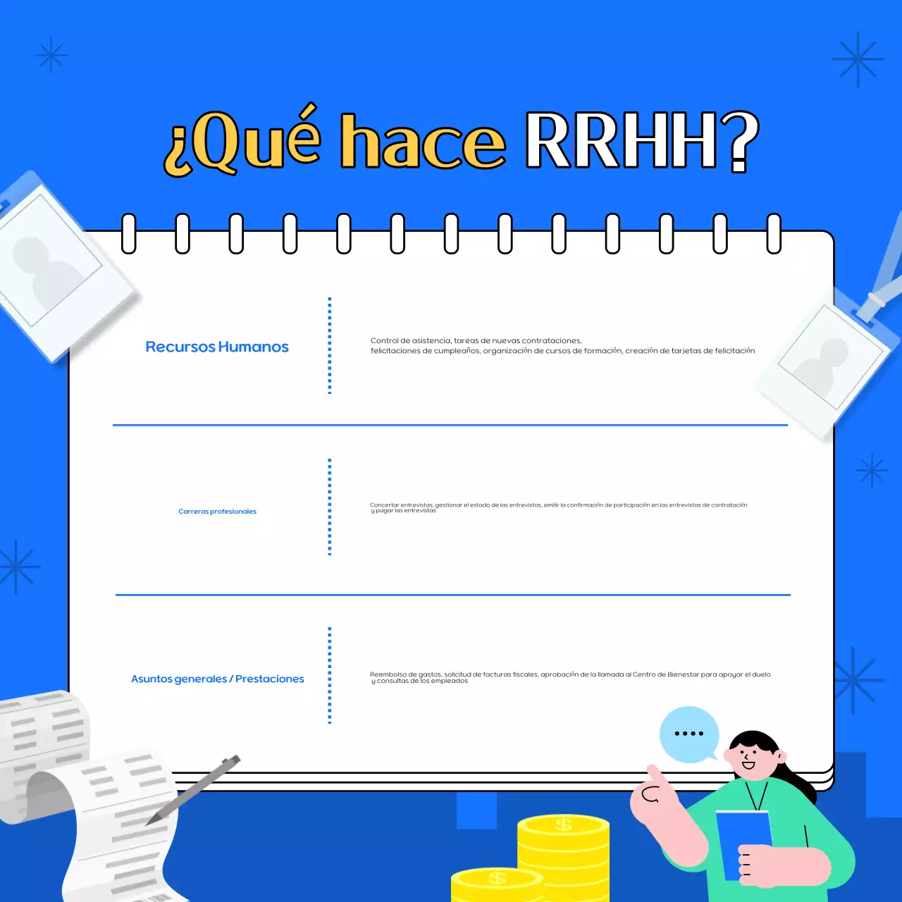 Información sencilla, azul y amarilla sobre recursos humanos