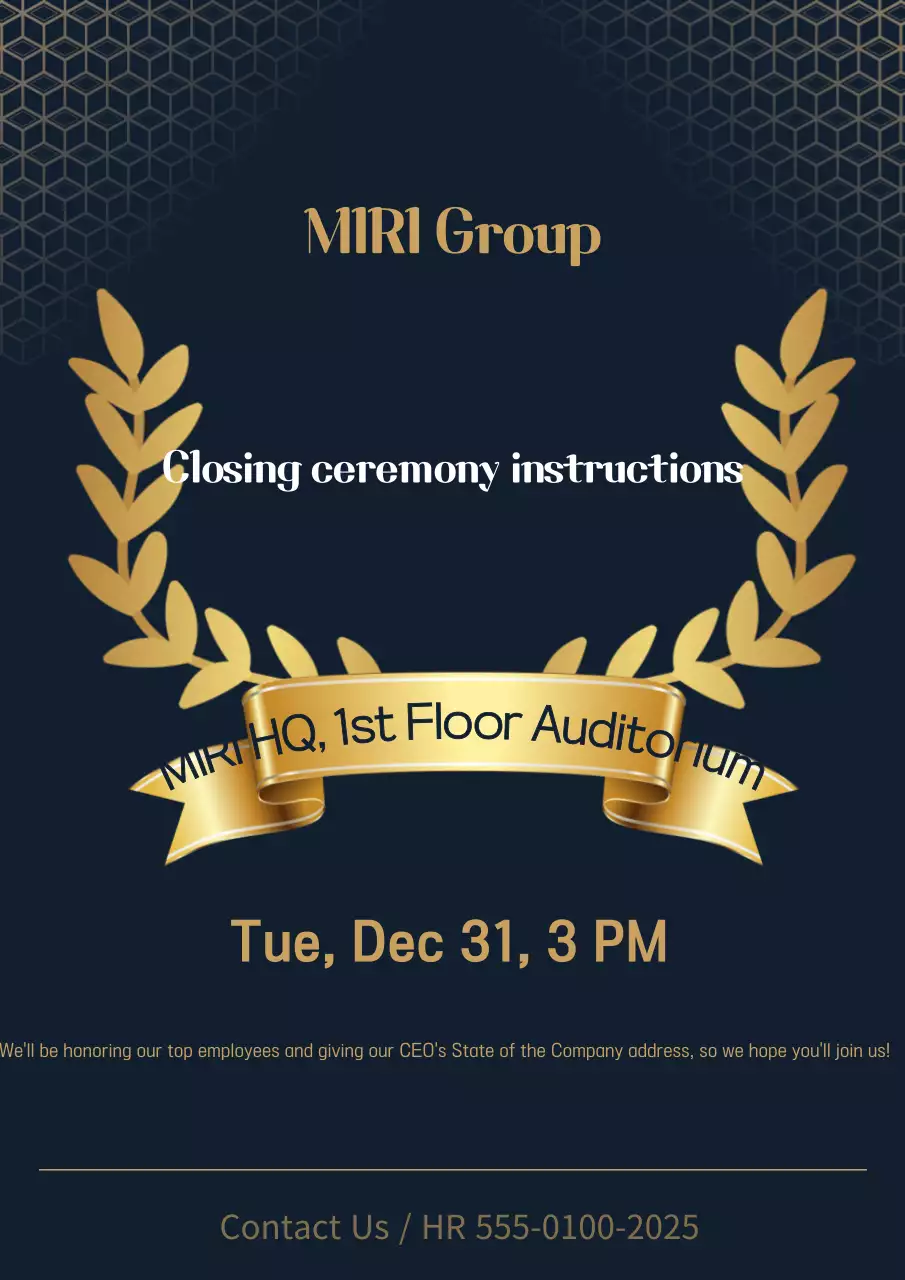 Poster thông báo lễ trao giải Navy Elegant