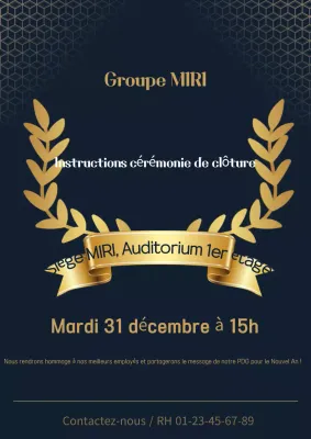 Promouvoir une annonce de clôture élégante en noir et or