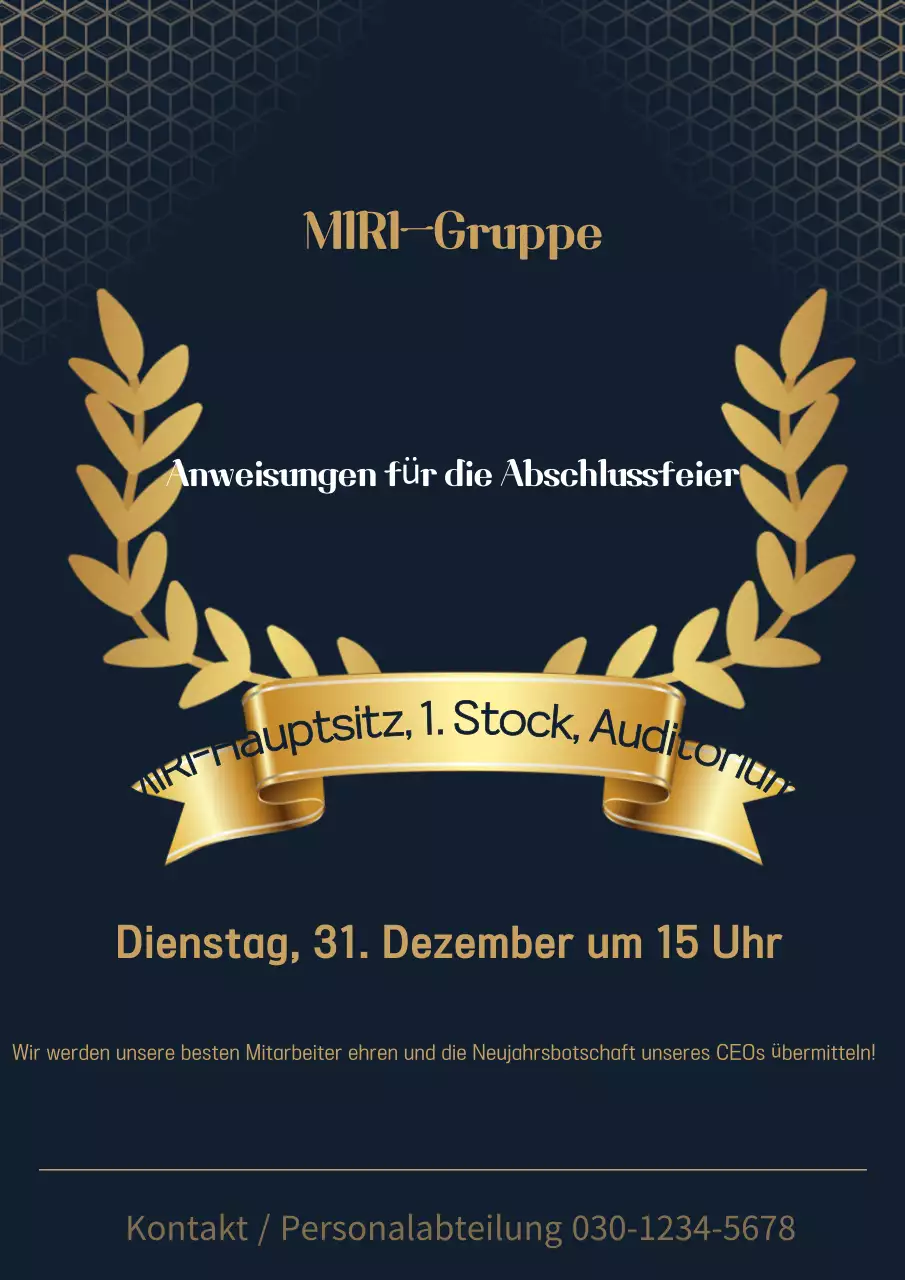 Werben Sie für eine stilvolle Schlussansage in Schwarz und Gold