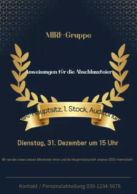 Werben Sie für eine stilvolle Schlussansage in Schwarz und Gold