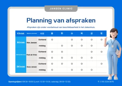 Afspraakaankondiging met een eenvoudige 3D-illustratie van een blauwe kleur