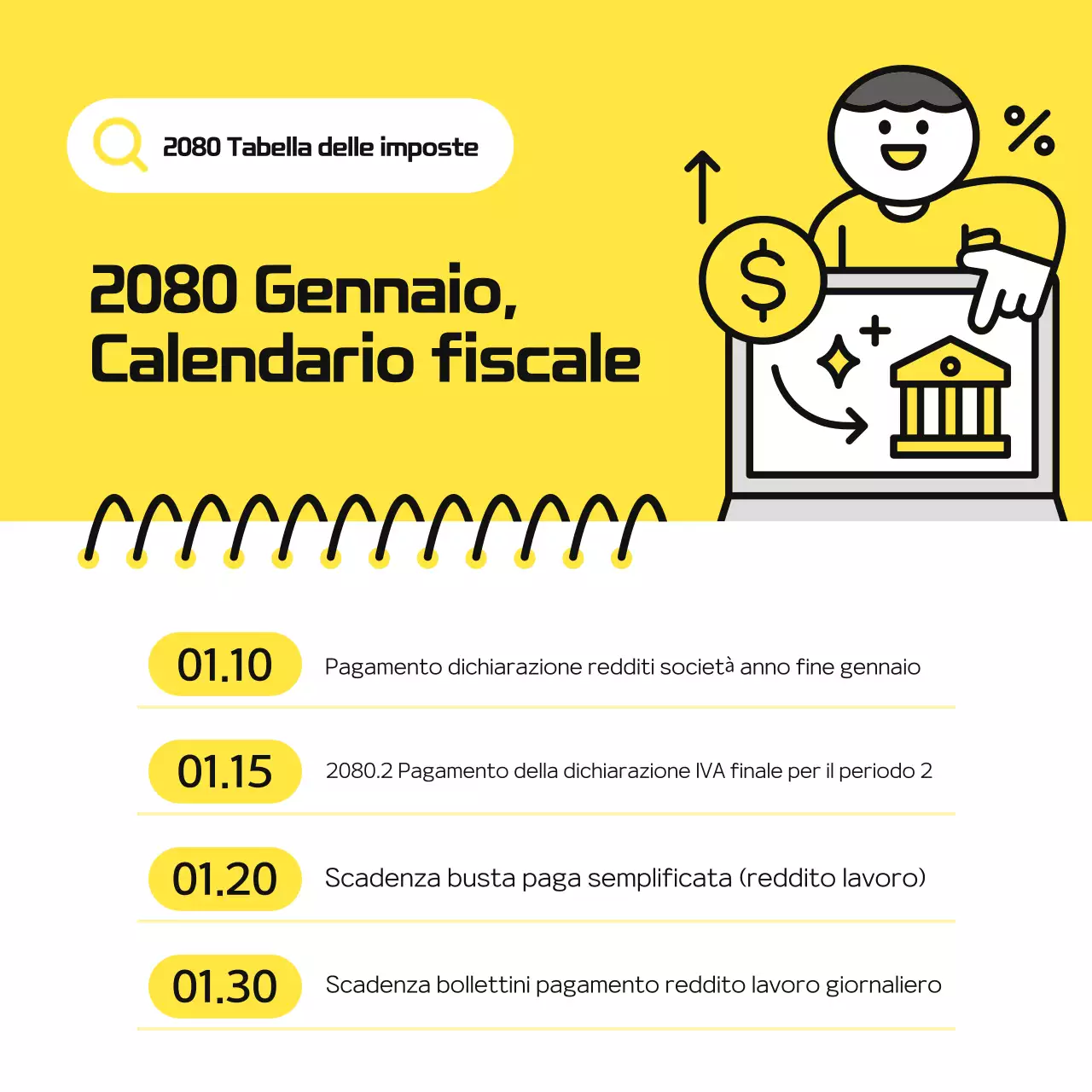 Guida al calendario fiscale giallo semplice