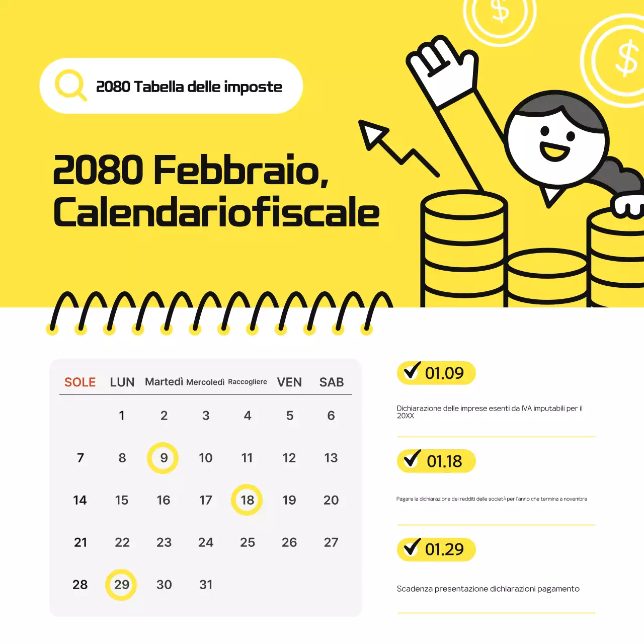 Guida al calendario fiscale giallo semplice