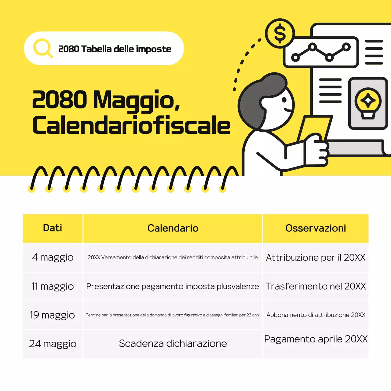 Guida al calendario fiscale giallo semplice