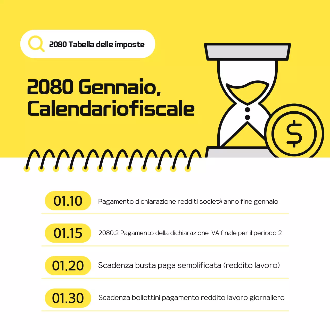 Guida al calendario fiscale giallo semplice