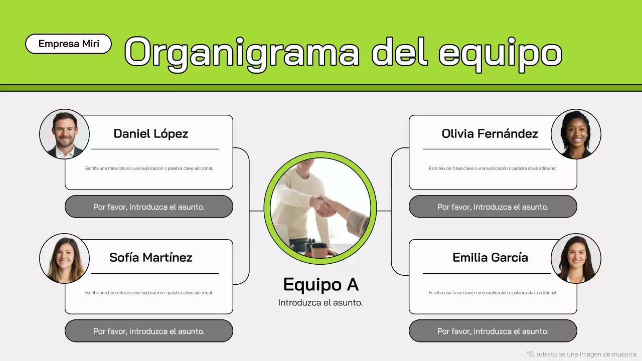 organigrama de equipo moderno verde