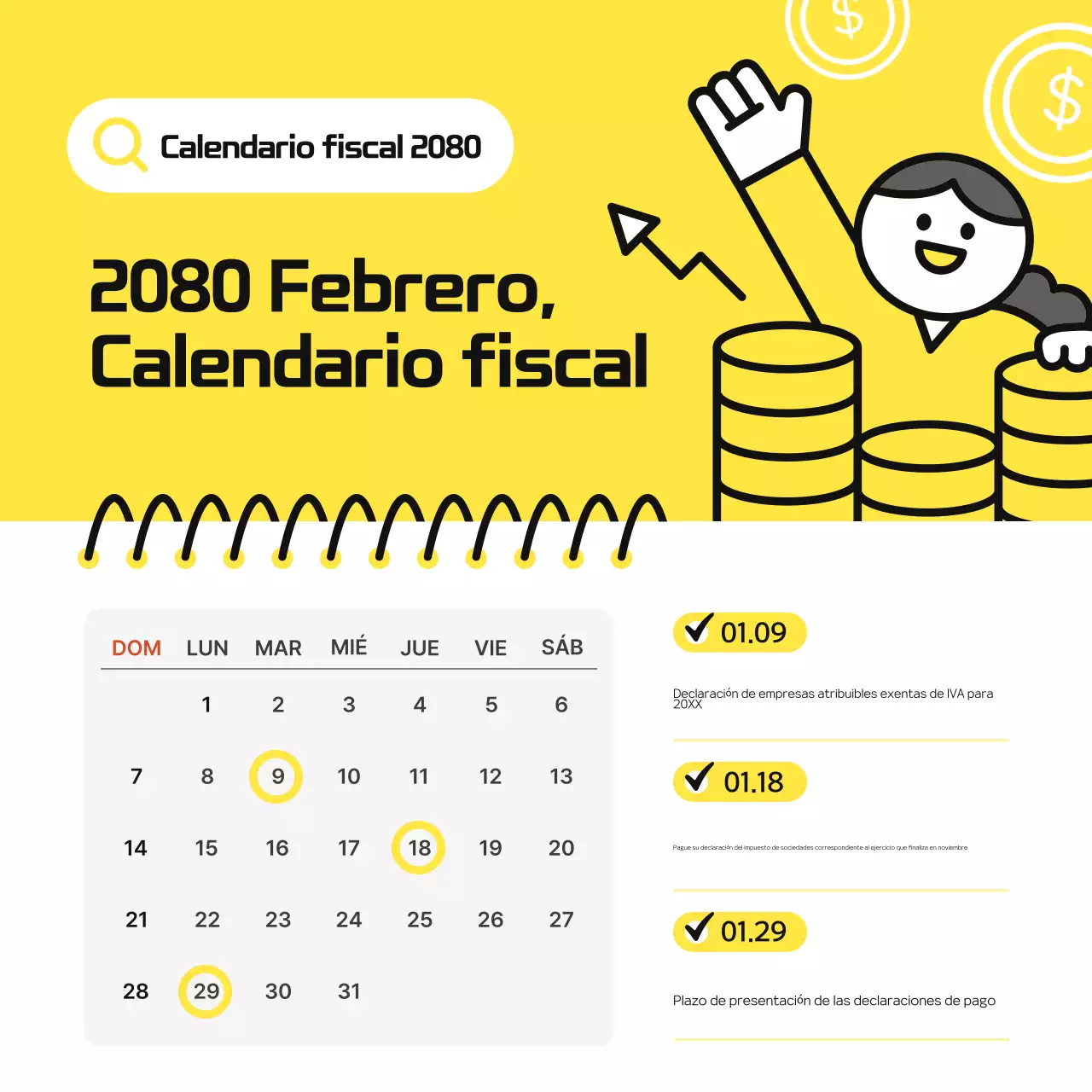 Guía de horarios fiscales Yellow Simple