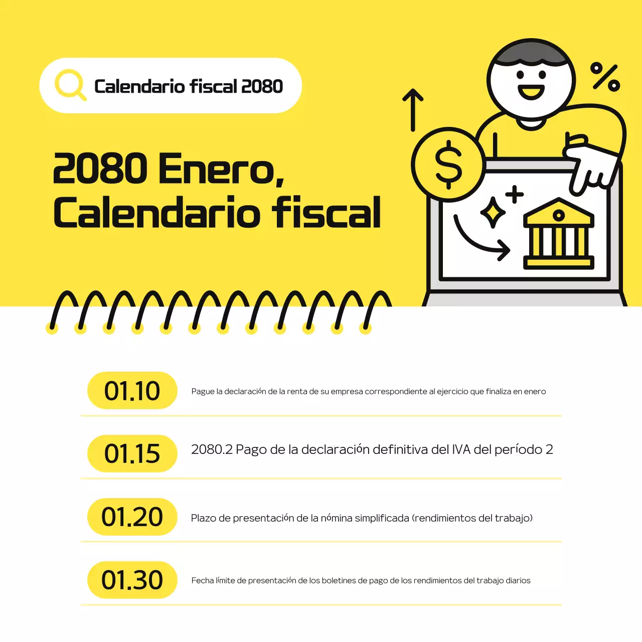 Guía de horarios fiscales Yellow Simple