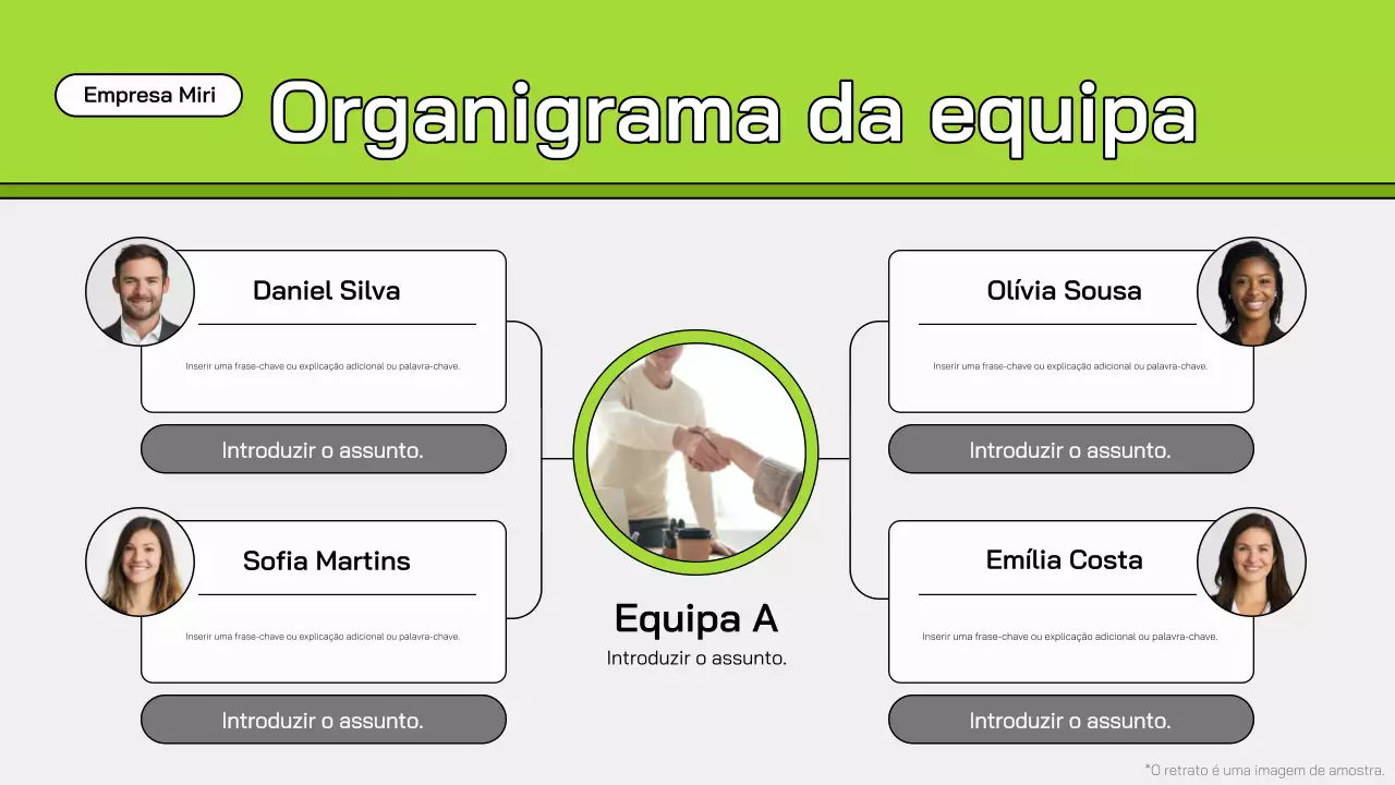 organigrama moderno da equipa verde