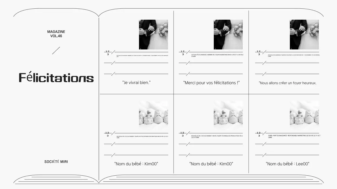 Lettre d'information d'entreprise dans un cadre gris et simple