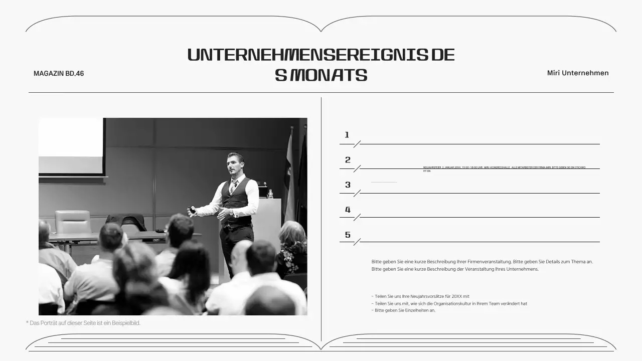 Corporate Newsletter in einem grauen, einfachen Linienrahmen