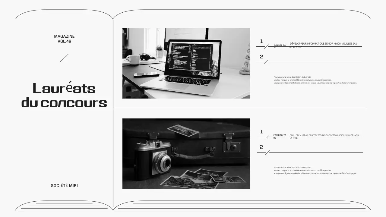 Lettre d'information d'entreprise dans un cadre gris et simple