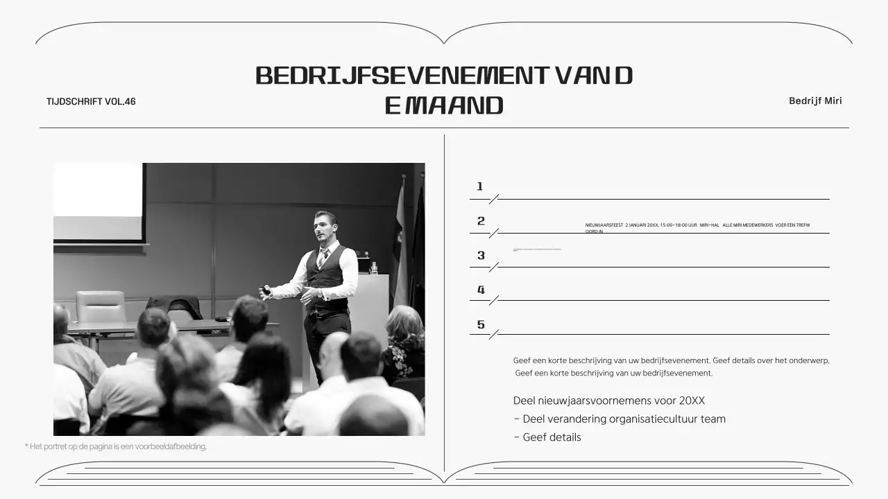 Bedrijfsnieuwsbrief in een grijs, eenvoudig lijnkader