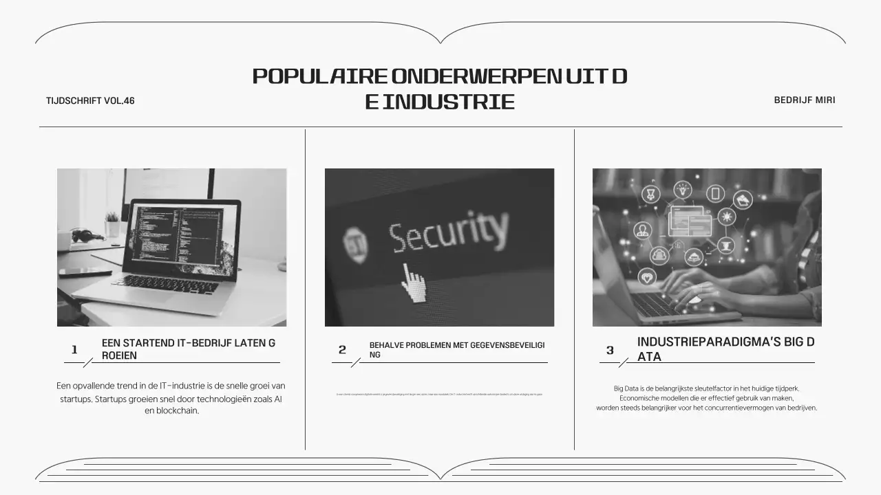 Bedrijfsnieuwsbrief in een grijs, eenvoudig lijnkader