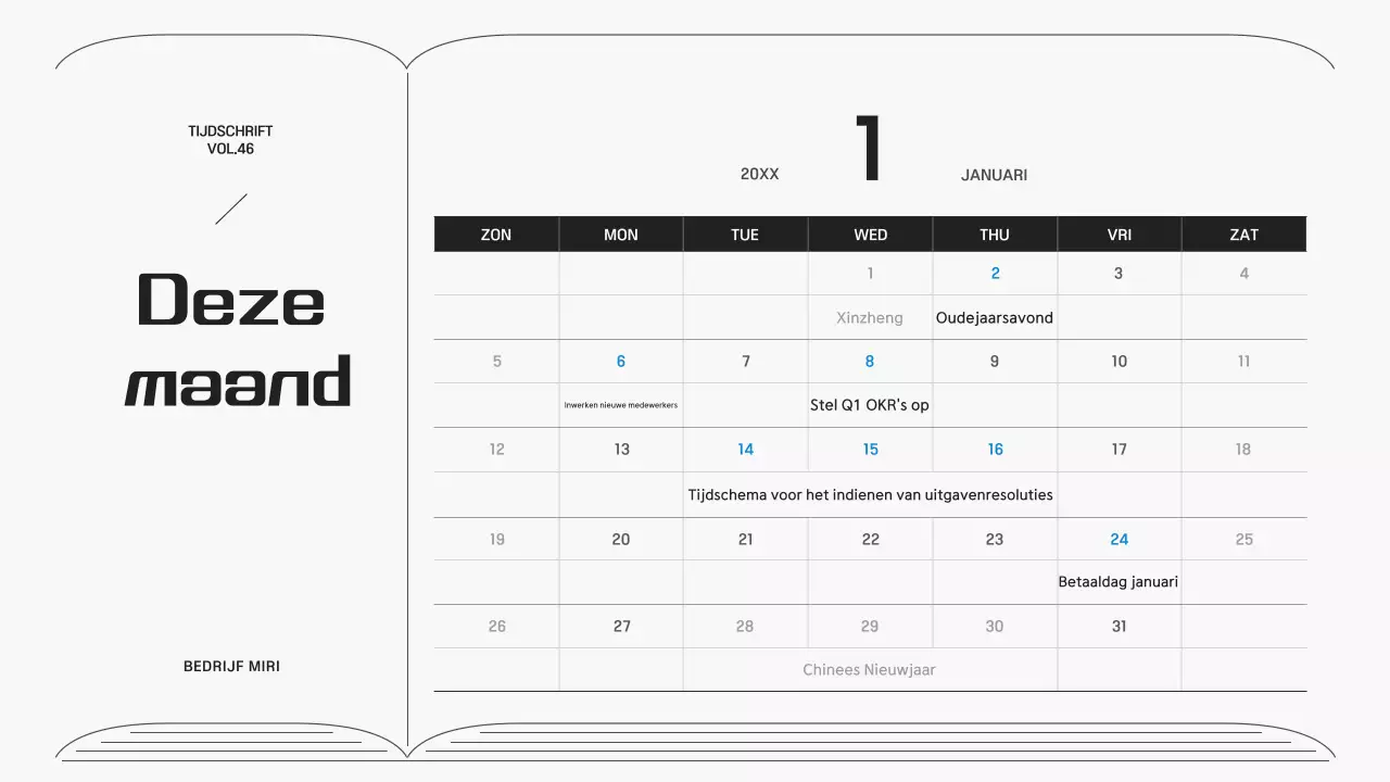 Bedrijfsnieuwsbrief in een grijs, eenvoudig lijnkader