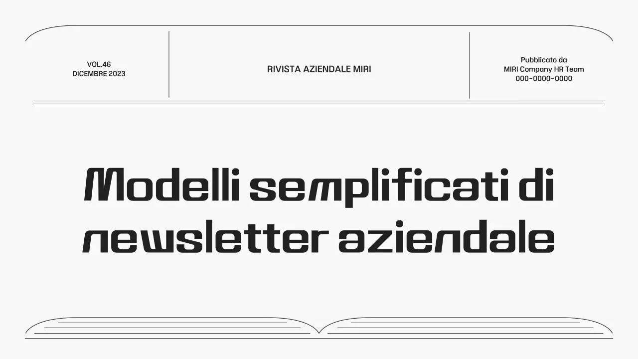 Newsletter aziendale in una cornice grigia dalle linee semplici