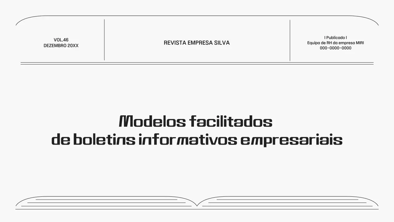 Boletim informativo da empresa numa moldura cinzenta de linhas simples
