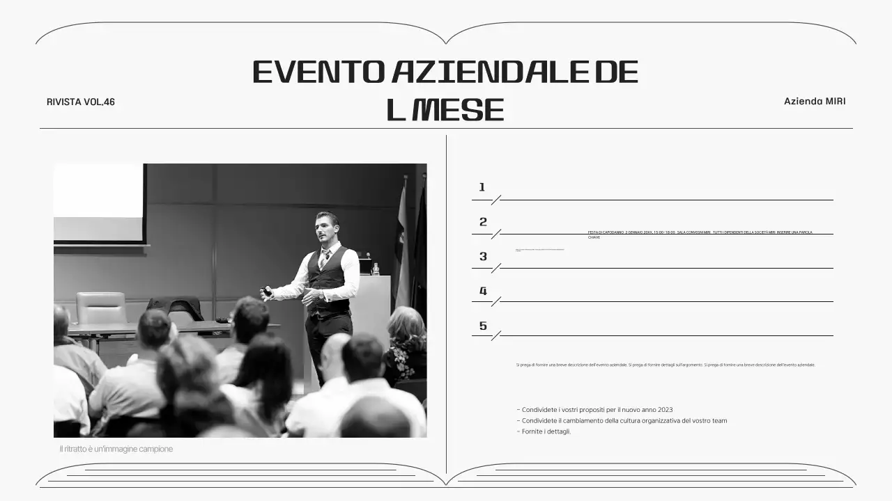 Newsletter aziendale in una cornice grigia dalle linee semplici