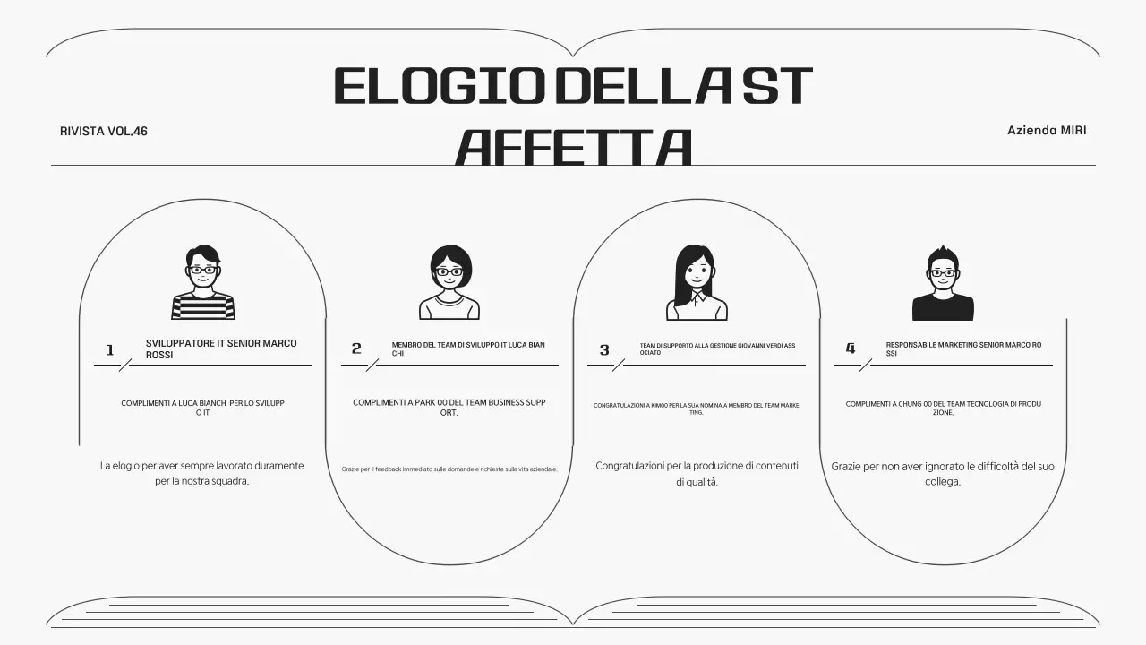 Newsletter aziendale in una cornice grigia dalle linee semplici