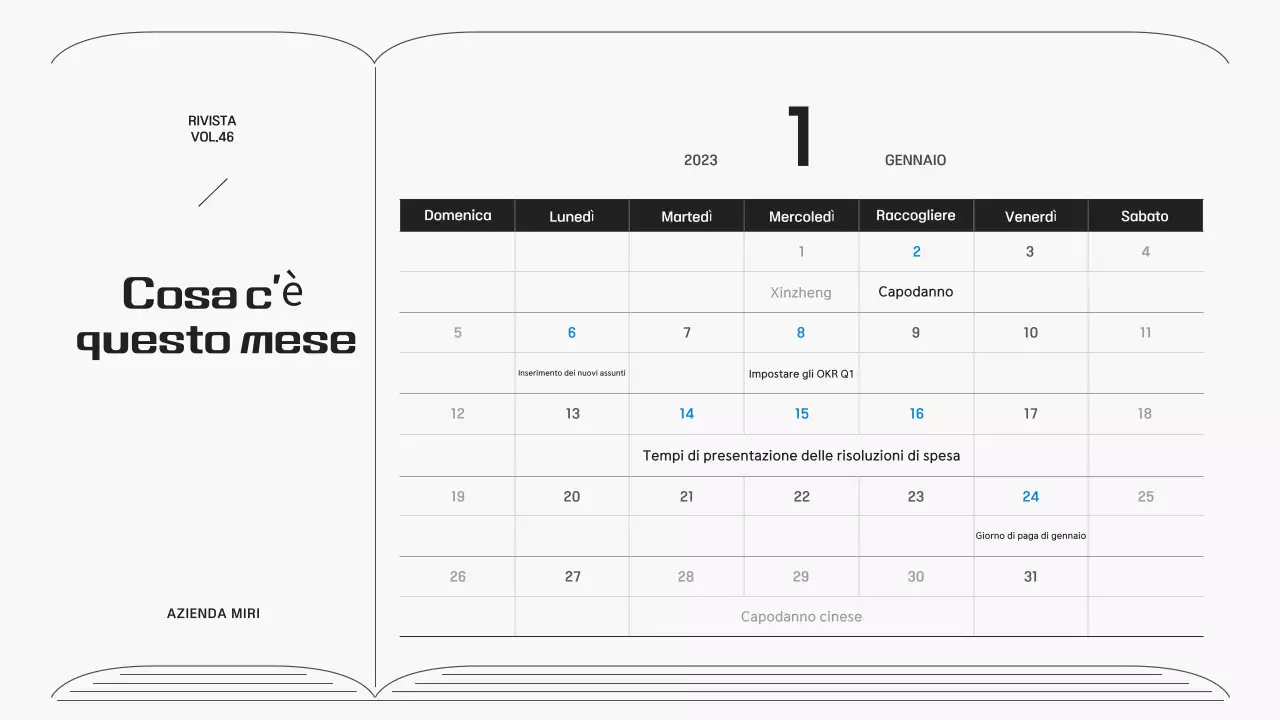 Newsletter aziendale in una cornice grigia dalle linee semplici