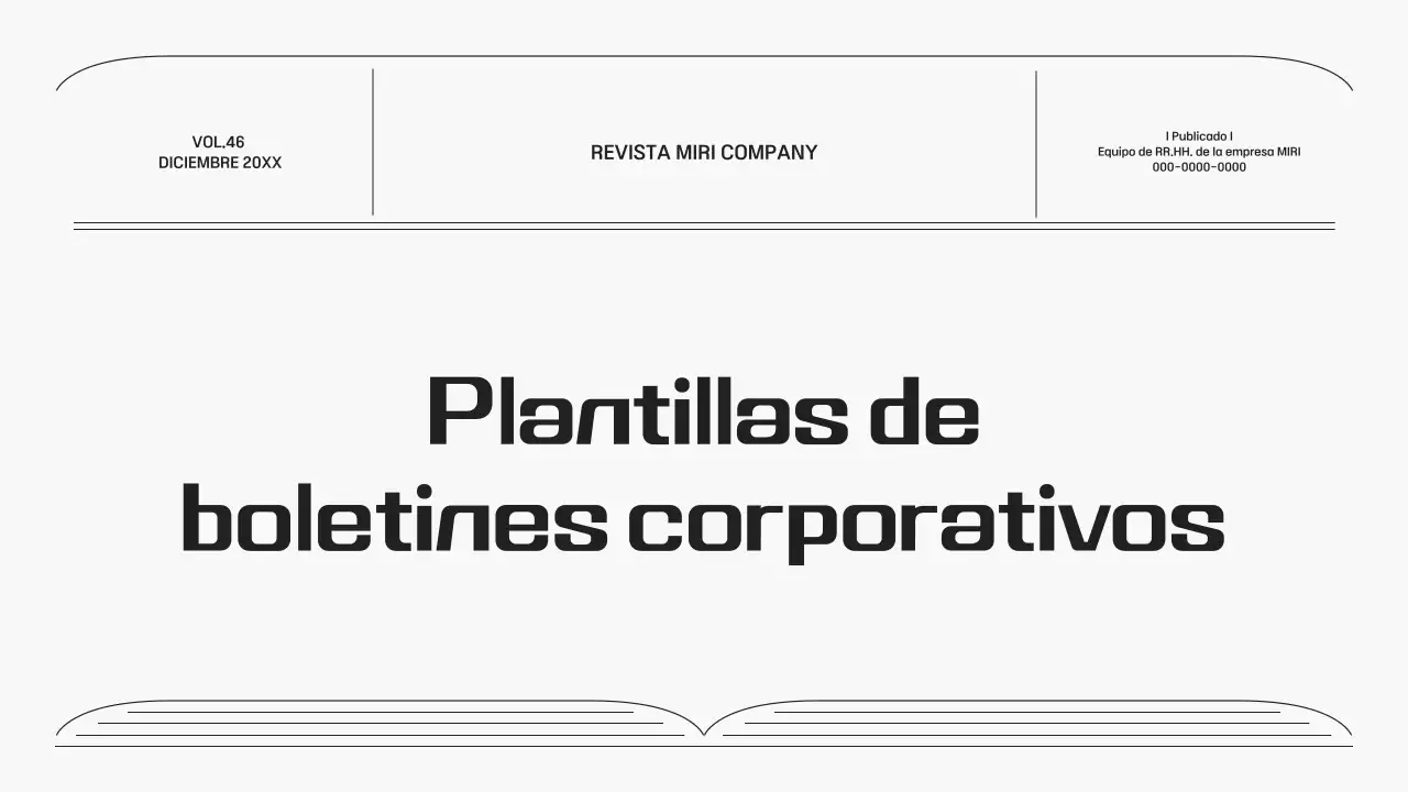Boletín corporativo en un marco gris de líneas sencillas