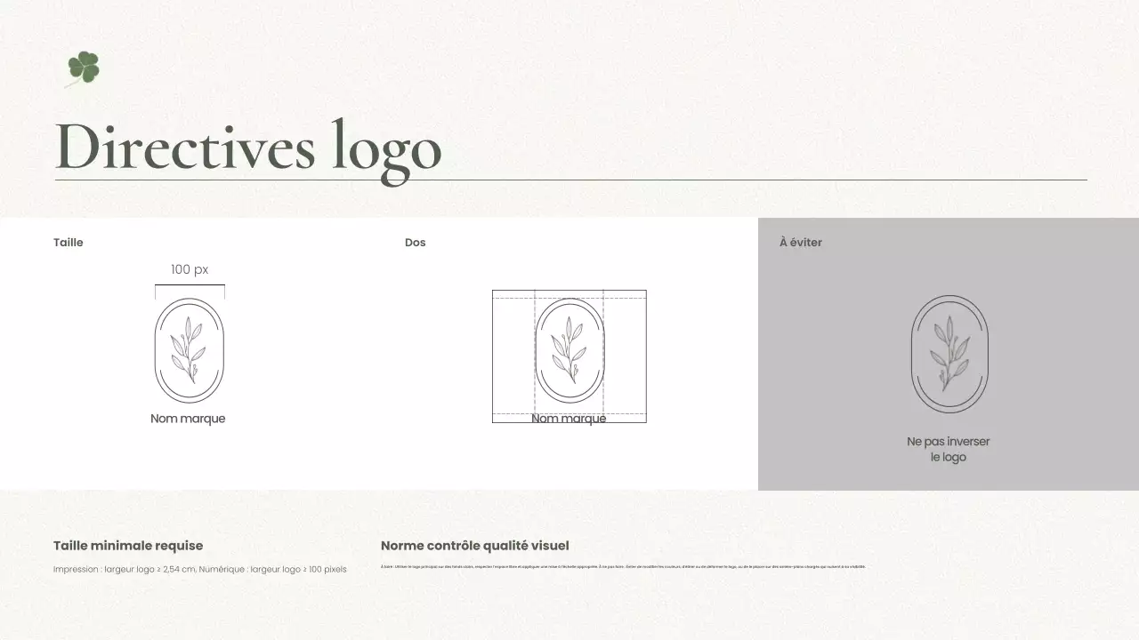 ligne directrice de la marque sage minimaliste