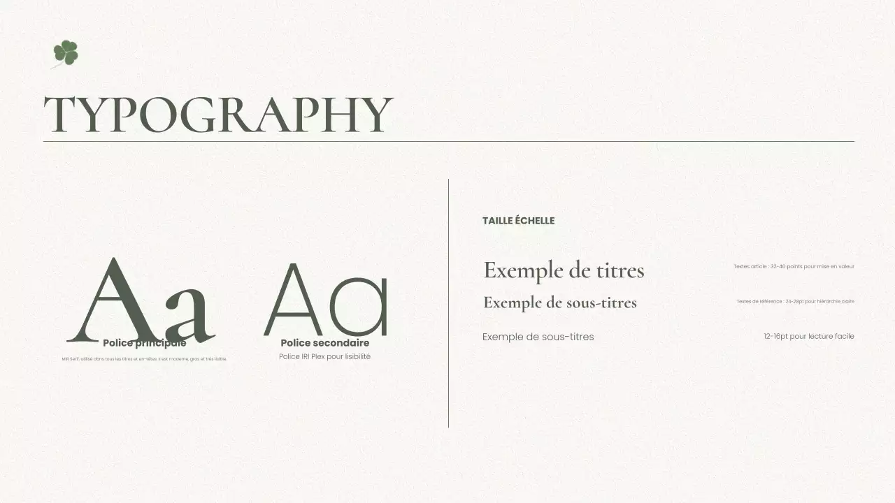 ligne directrice de la marque sage minimaliste