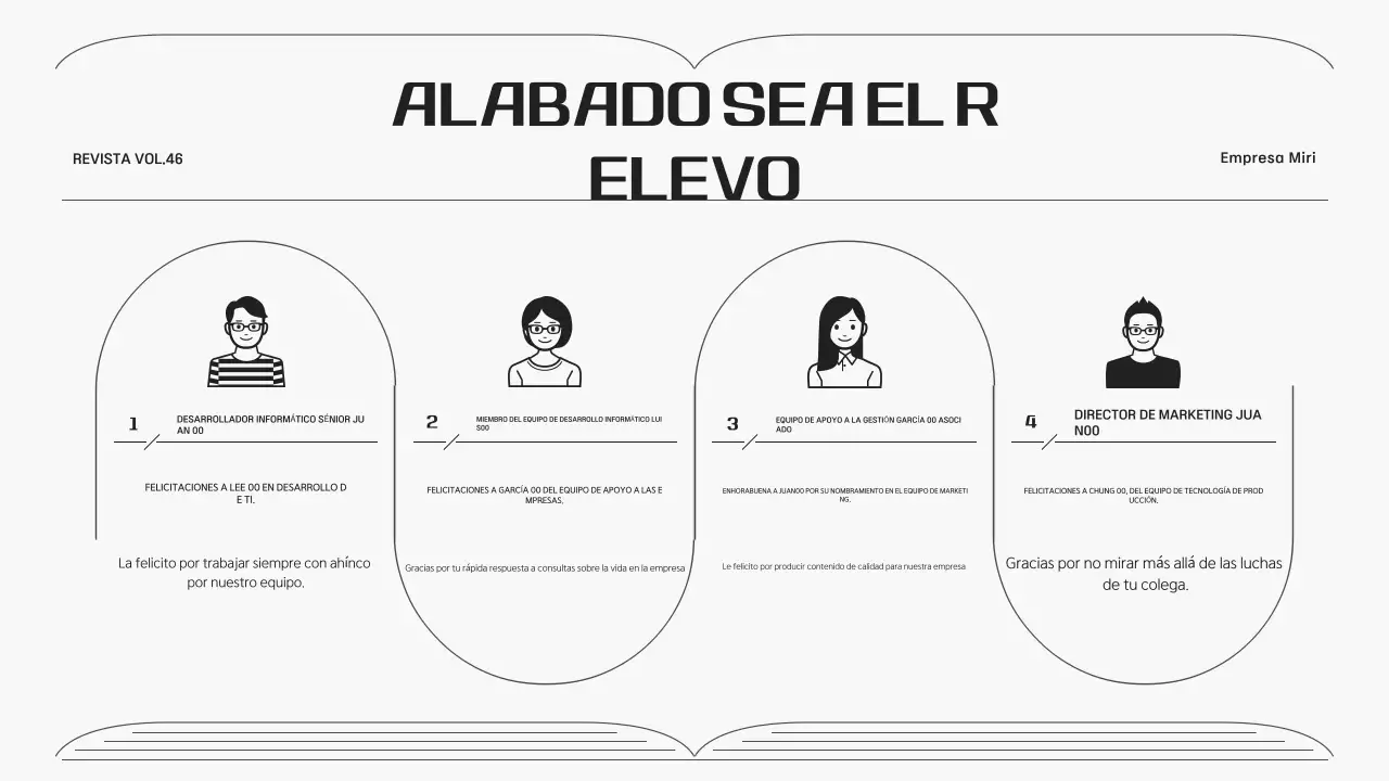 Boletín corporativo en un marco gris de líneas sencillas
