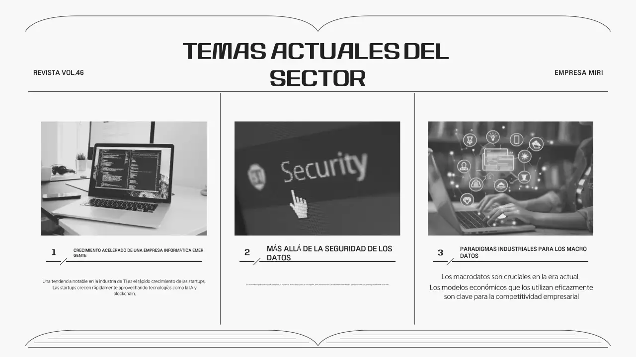 Boletín corporativo en un marco gris de líneas sencillas