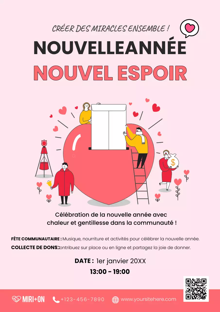 invitation à un événement communautaire rose moderne