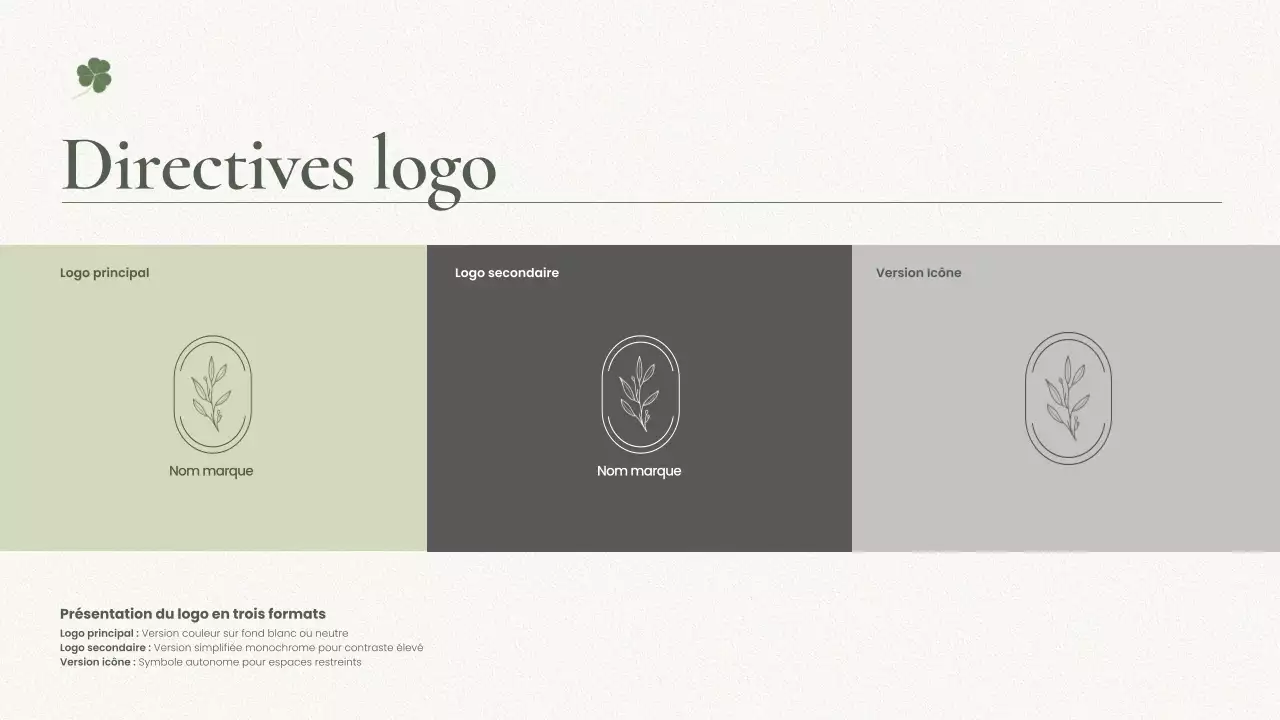 ligne directrice de la marque sage minimaliste