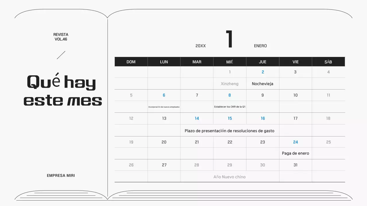 Boletín corporativo en un marco gris de líneas sencillas