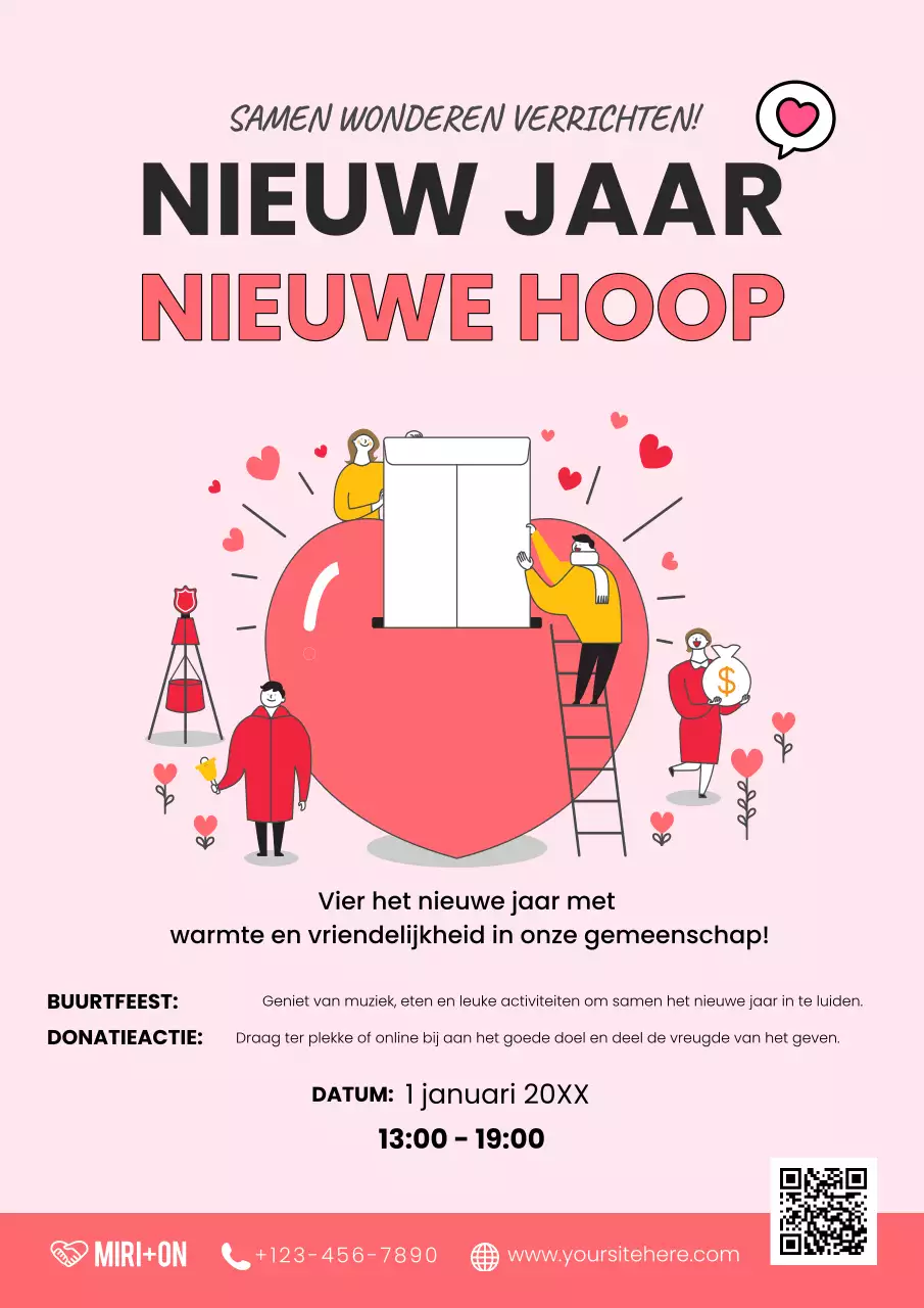 uitnodiging roze modern gemeenschapsevenement