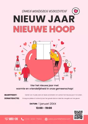 uitnodiging roze modern gemeenschapsevenement